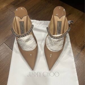 Jimmy Choo Nude Heels with Crystal Strap